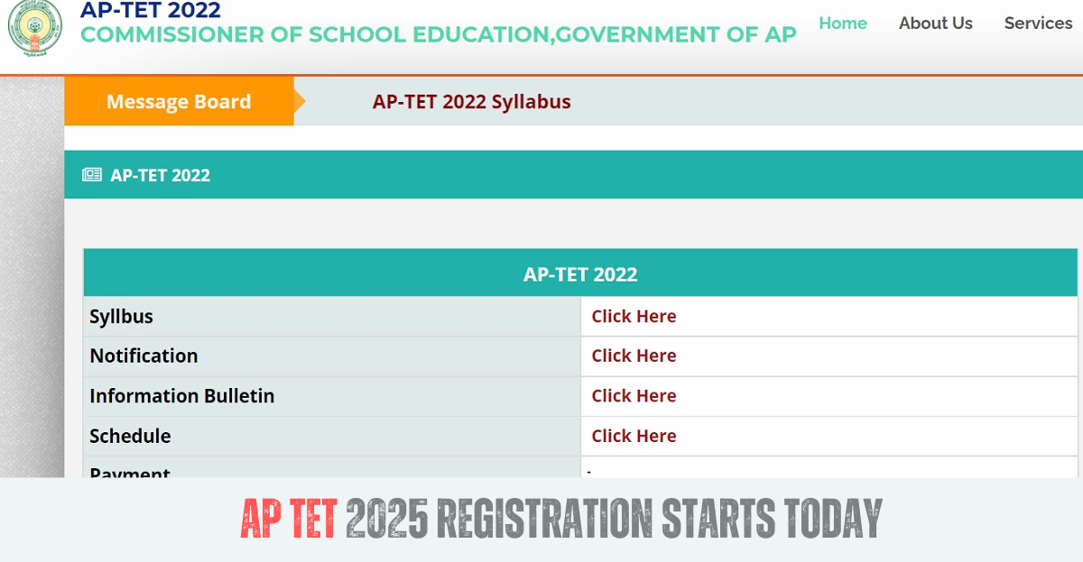 AP TET 2025 Registration Starts Today