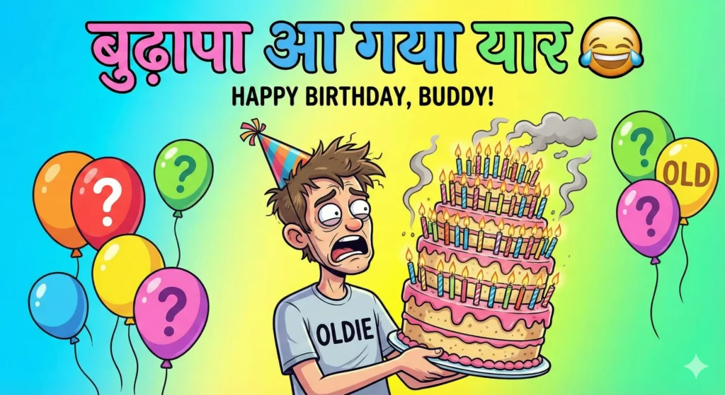 Funny birthday wishes in hindi 2026 for best friend roast meme image