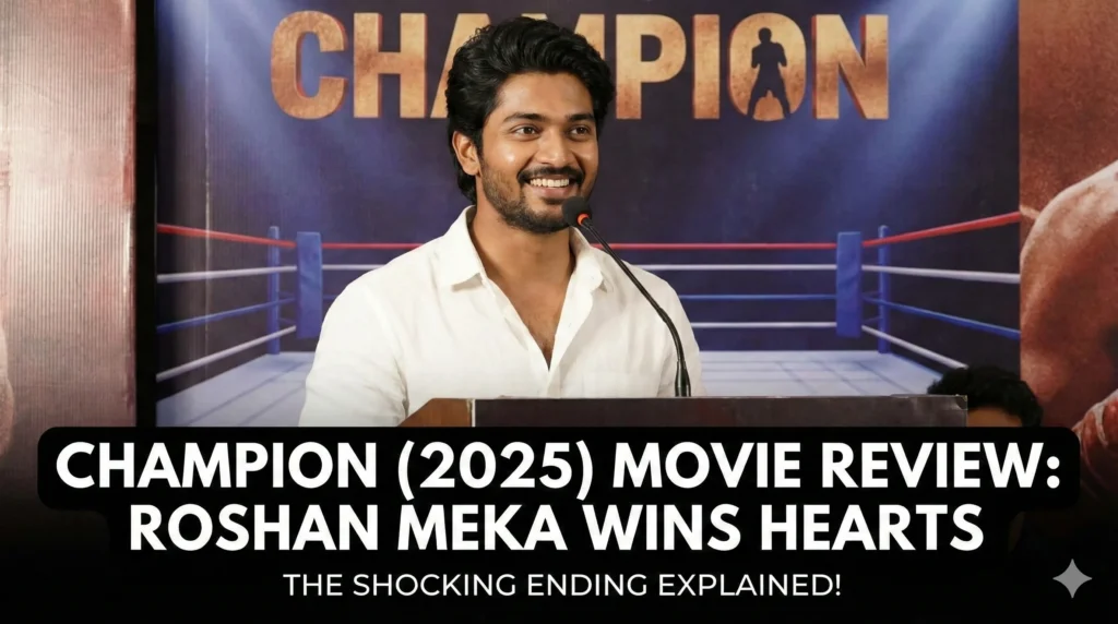 Champion 2025 Telugu movie official poster featuring Roshan Meka in pre-independence sports drama
